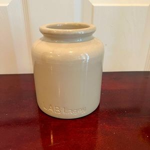 Antique French Lab Lagny Oatmeal stoneware glazed pot